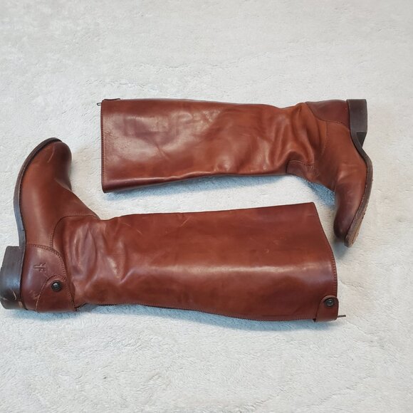 Frye Tan Brown Leather Cowgirl Western Bohemian Rodeo Boho Riding Tall Boots 7 B - Picture 2 of 16